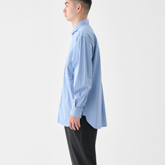 CSH-4 / Suvin Cotton Stripe / L.Blue x White / ダブルポケット シャツ
