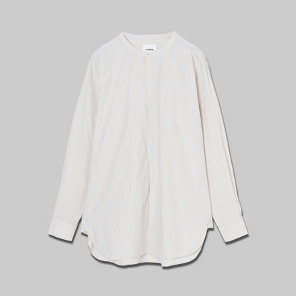 CSH-5 - 100/2 Cotton Stripe - Beige x Orange / ヘンリーネックシャツ