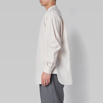CSH-5 - 100/2 Cotton Stripe - Beige x Orange / ヘンリーネックシャツ