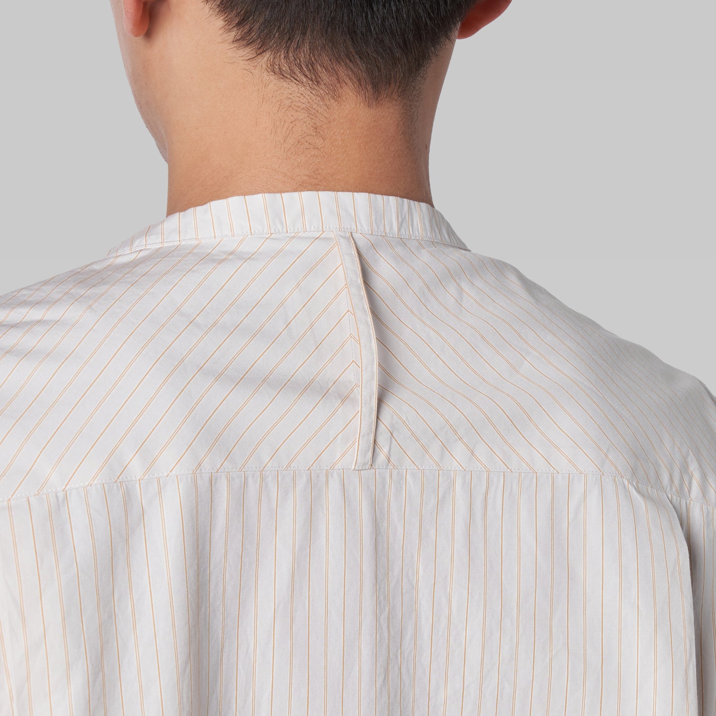 CSH-5 - 100/2 Cotton Stripe - Beige x Orange / ヘンリーネックシャツ