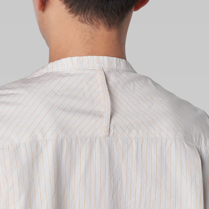 CSH-5 - 100/2 Cotton Stripe - Beige x Orange / ヘンリーネックシャツ