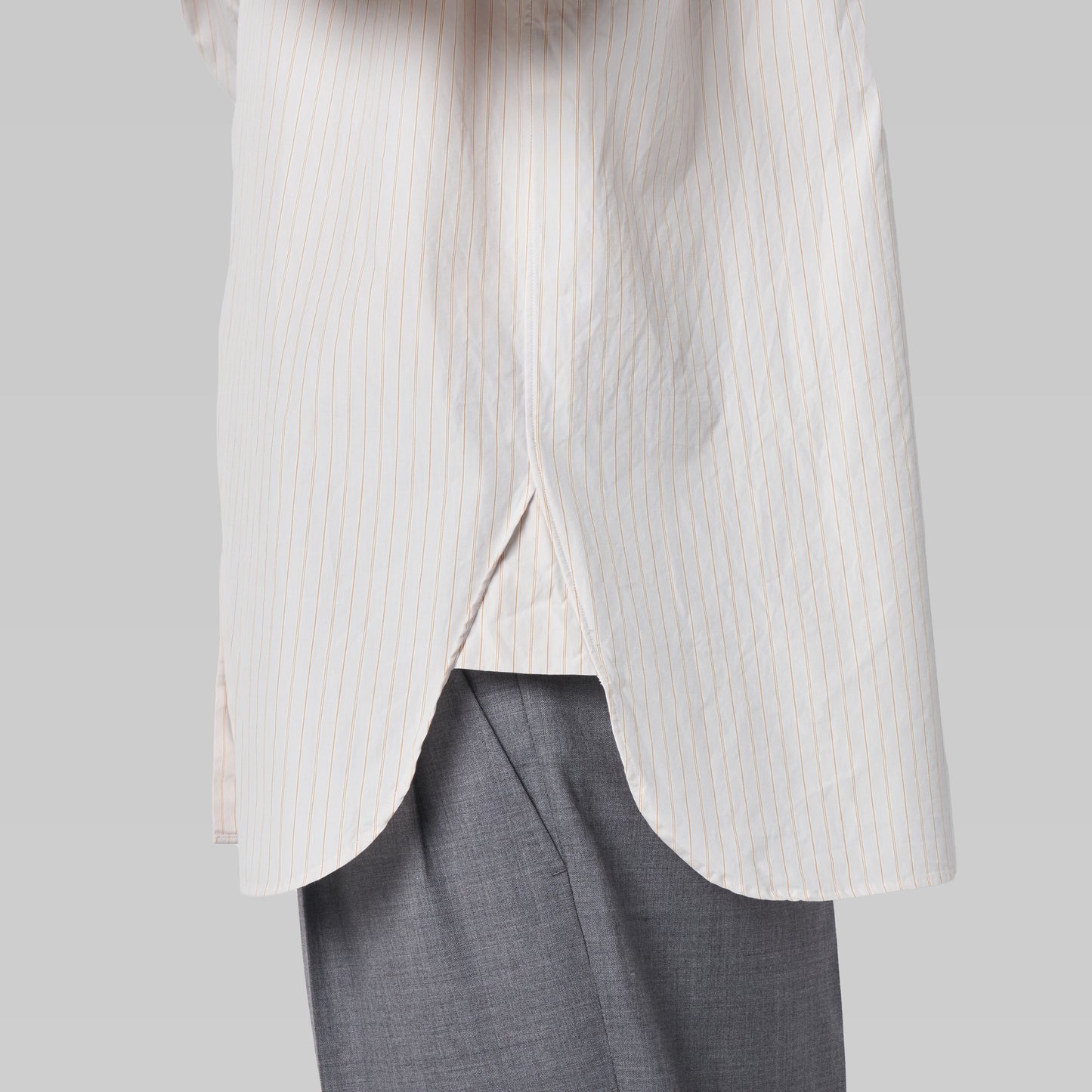 CSH-5 - 100/2 Cotton Stripe - Beige x Orange / ヘンリーネックシャツ