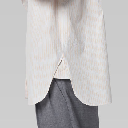 CSH-5 - 100/2 Cotton Stripe - Beige x Orange / ヘンリーネックシャツ