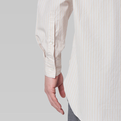 CSH-5 - 100/2 Cotton Stripe - Beige x Orange / ヘンリーネックシャツ