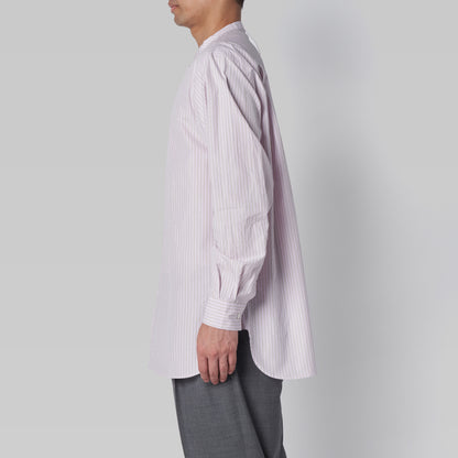 CSH-5 - 100/2 Cotton Stripe - Pink x Beige / ヘンリーネックシャツ