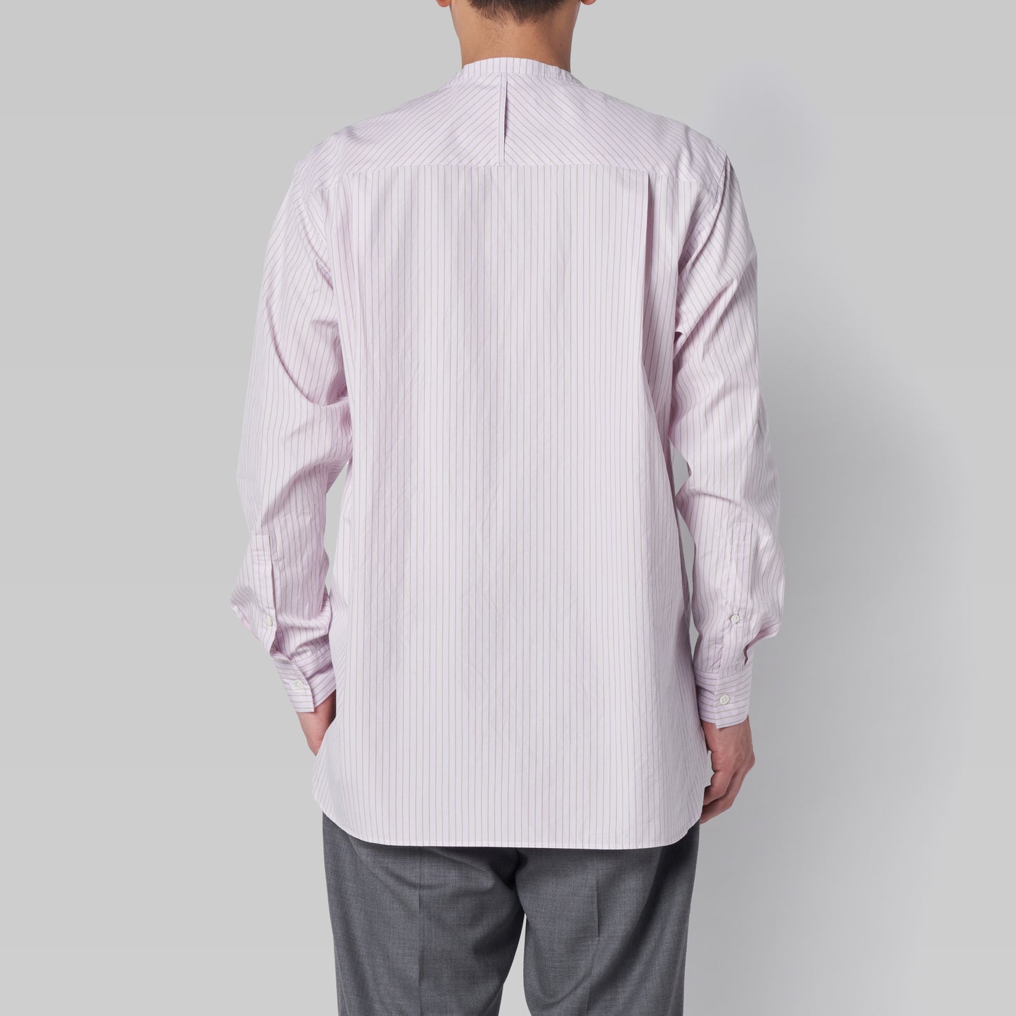 CSH-5 - 100/2 Cotton Stripe - Pink x Beige / ヘンリーネックシャツ