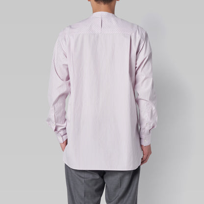 CSH-5 - 100/2 Cotton Stripe - Pink x Beige / ヘンリーネックシャツ
