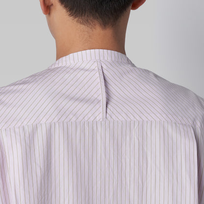 CSH-5 - 100/2 Cotton Stripe - Pink x Beige / ヘンリーネックシャツ