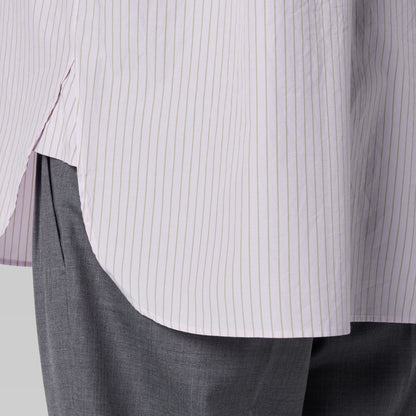 CSH-5 - 100/2 Cotton Stripe - Pink x Beige / ヘンリーネックシャツ