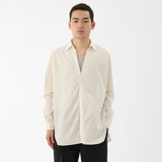 Cotton Broad Modified Skipper Shirt / Ivory