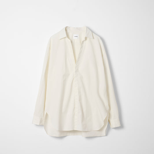 Cotton Broad Modified Skipper Shirt / Ivory
