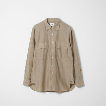 Cotton Silk Lawn Double Pocket Shirt / Greige
