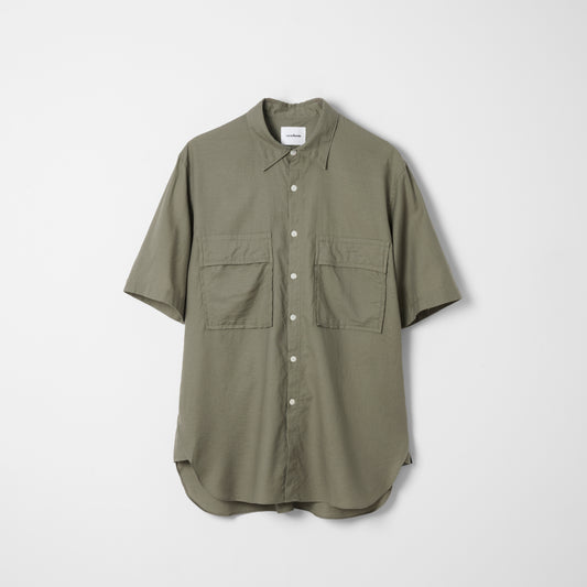 Cotton Silk Twill Double Pocket Shirt / Khaki