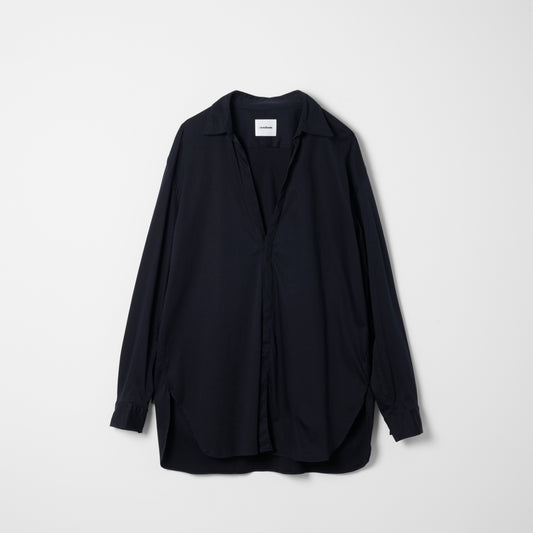 Cotton Smooth Modified Skipper Shirt / Navy
