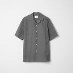 Kyoto-Dyed Ripple Open Collar Shirt / Black x White