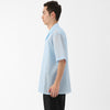 Kyoto-Dyed Ripple Open Collar Shirt / White x Blue
