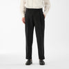 Wool Blend Tropical 2-Out Pleat Trousers / Black
