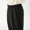 Wool Blend Tropical 2-Out Pleat Trousers / Black