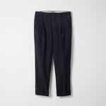 Wool Blend Tropical 2-Out Pleat Trousers / Navy