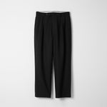 Wool Calmskin Box Pleat Trousers / Black