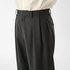 Wool Calmskin Box Pleat Trousers / Grey