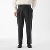 Wool Calmskin Box Pleat Trousers / Grey