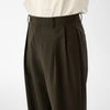 Wool Calmskin Box Pleat Trousers / Khaki