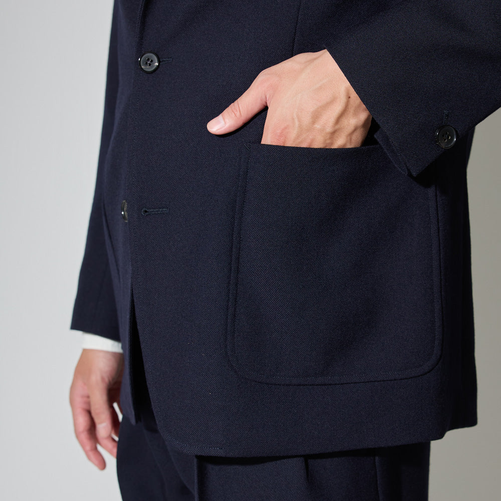 CJK-1 / Single Breasted Jacket -30 Wool Twill -Navy