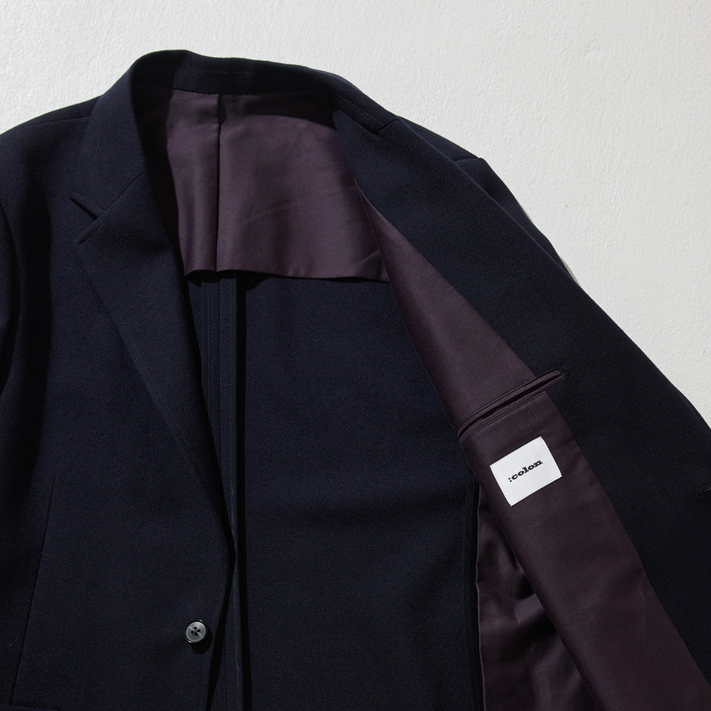 CJK-1 / Single Breasted Jacket -30 Wool Twill -Navy