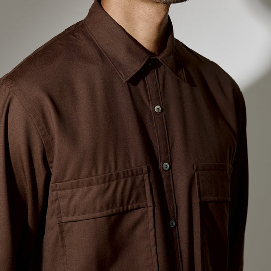 CSH-4 / W Pocket Shirt -Wool Tropical -Brown