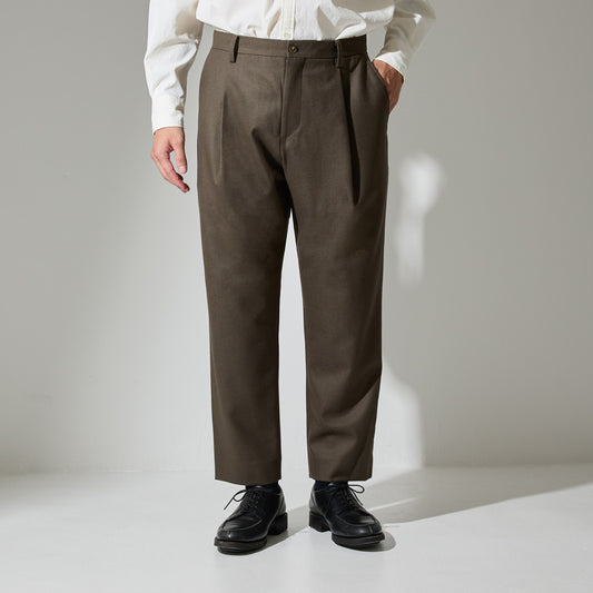 CPT-19/ Back Patch Pocket Pants -Wool Flannel -Khaki