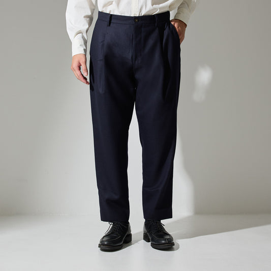 CPT-19/ Back Patch Pocket Pants -Wool Flannel -Navy