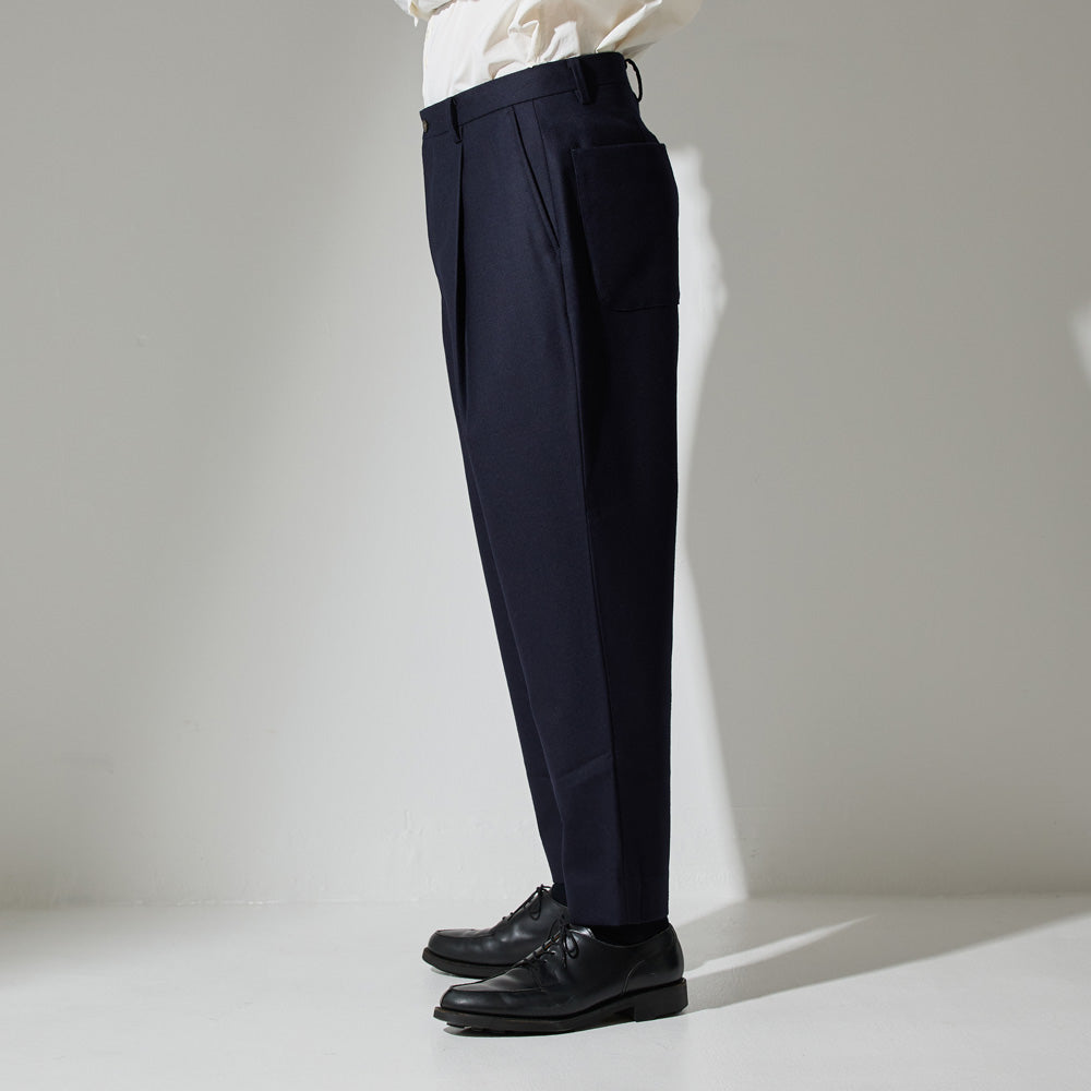 CPT-19/ Back Patch Pocket Pants -Wool Flannel -Navy – :colon