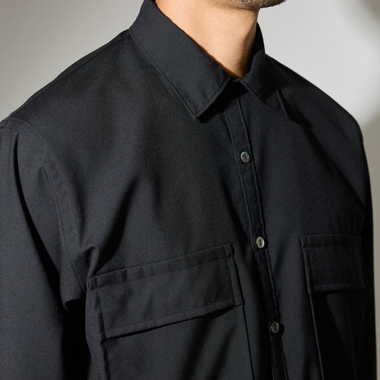 CSH-4 / W Pocket Shirt -Wool Tropical -Black