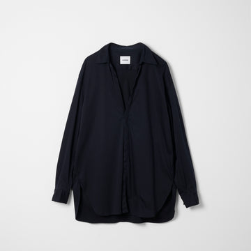 Cotton Smooth Modified Skipper Shirt / Navy