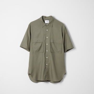 Cotton Silk Twill Double Pocket Shirt / Khaki