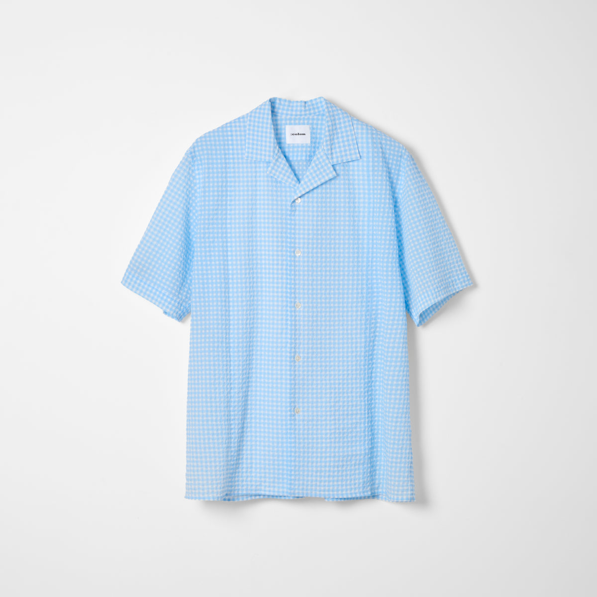 CSH-28 / Kyoto Ripple / Lt.Blue x White / 半袖オープンカラーシャツ