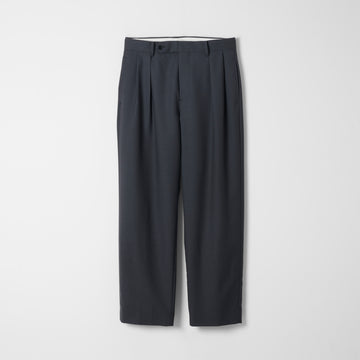 Wool Calmskin Box Pleat Trousers / Grey