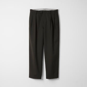 Wool Calmskin Box Pleat Trousers / Khaki