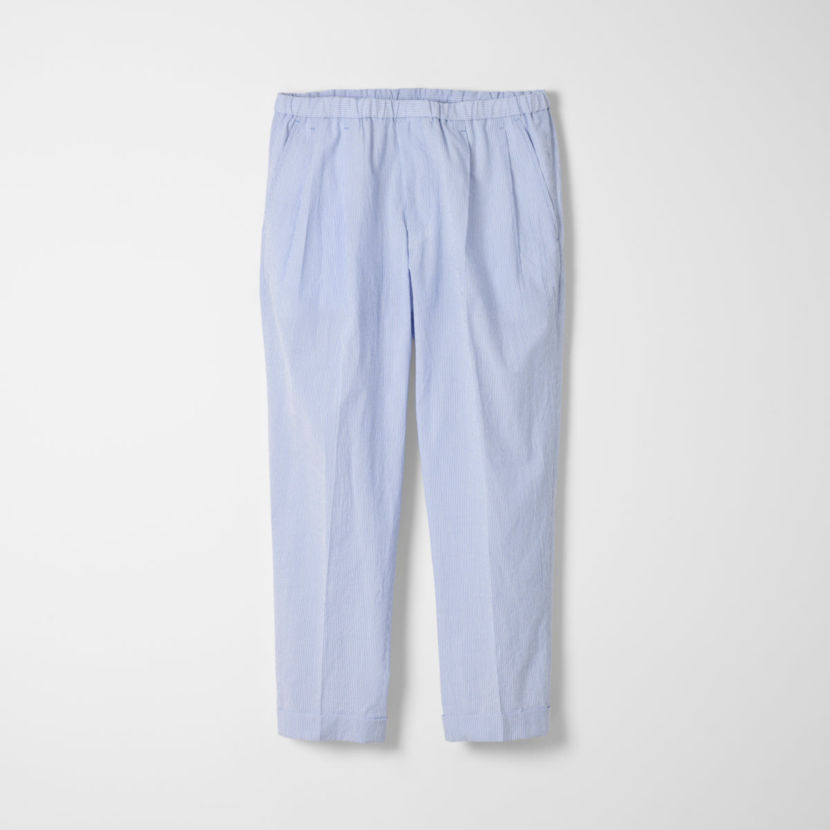 Finx Cotton Cordlane Easy Trousers / White x Blue