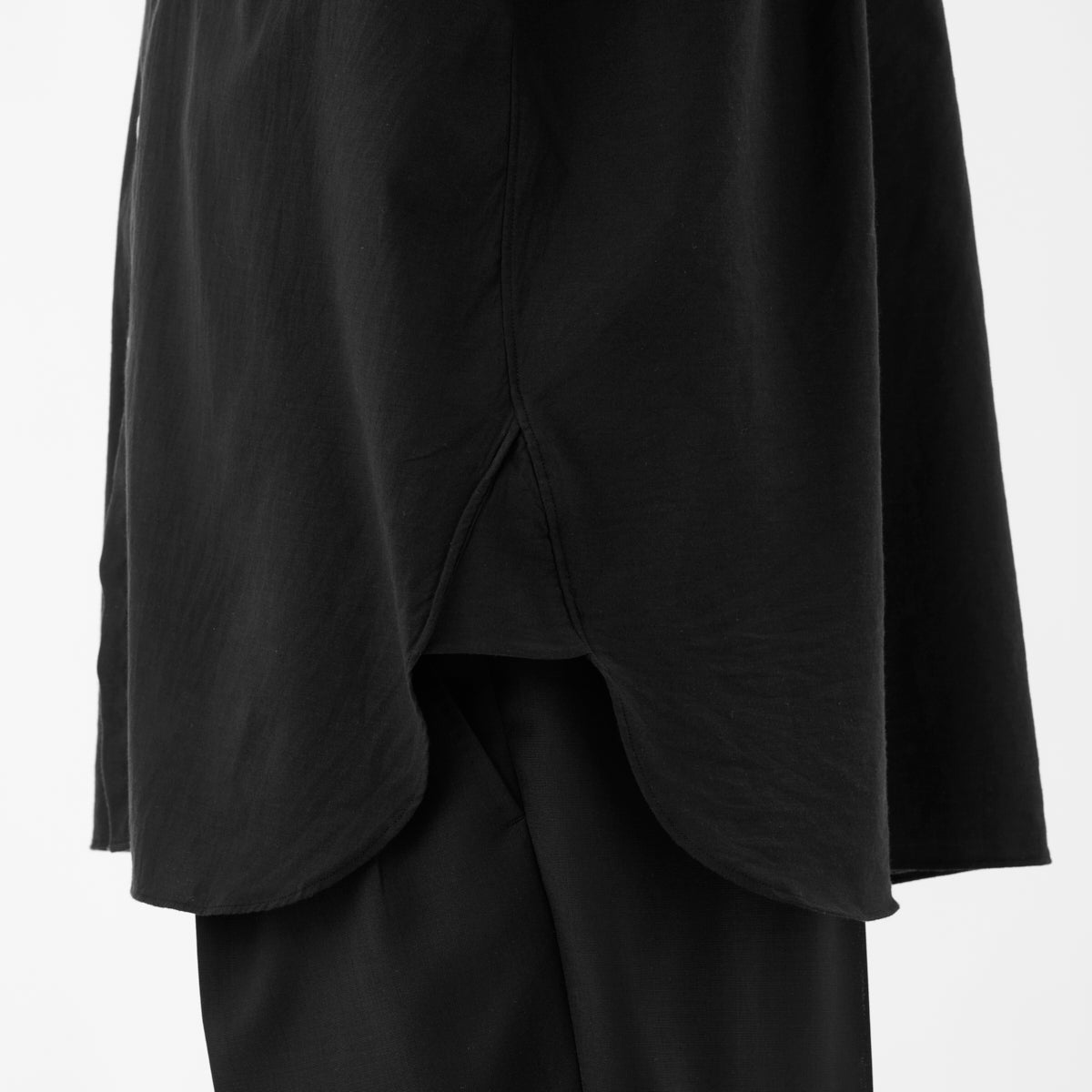 Cotton Silk Twill Double Pocket Shirt / Black