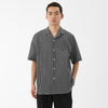 Kyoto-Dyed Ripple Open Collar Shirt / Black x White