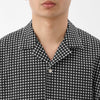 Kyoto-Dyed Ripple Open Collar Shirt / Black x White