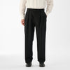 Wool Calmskin Box Pleat Trousers / Black