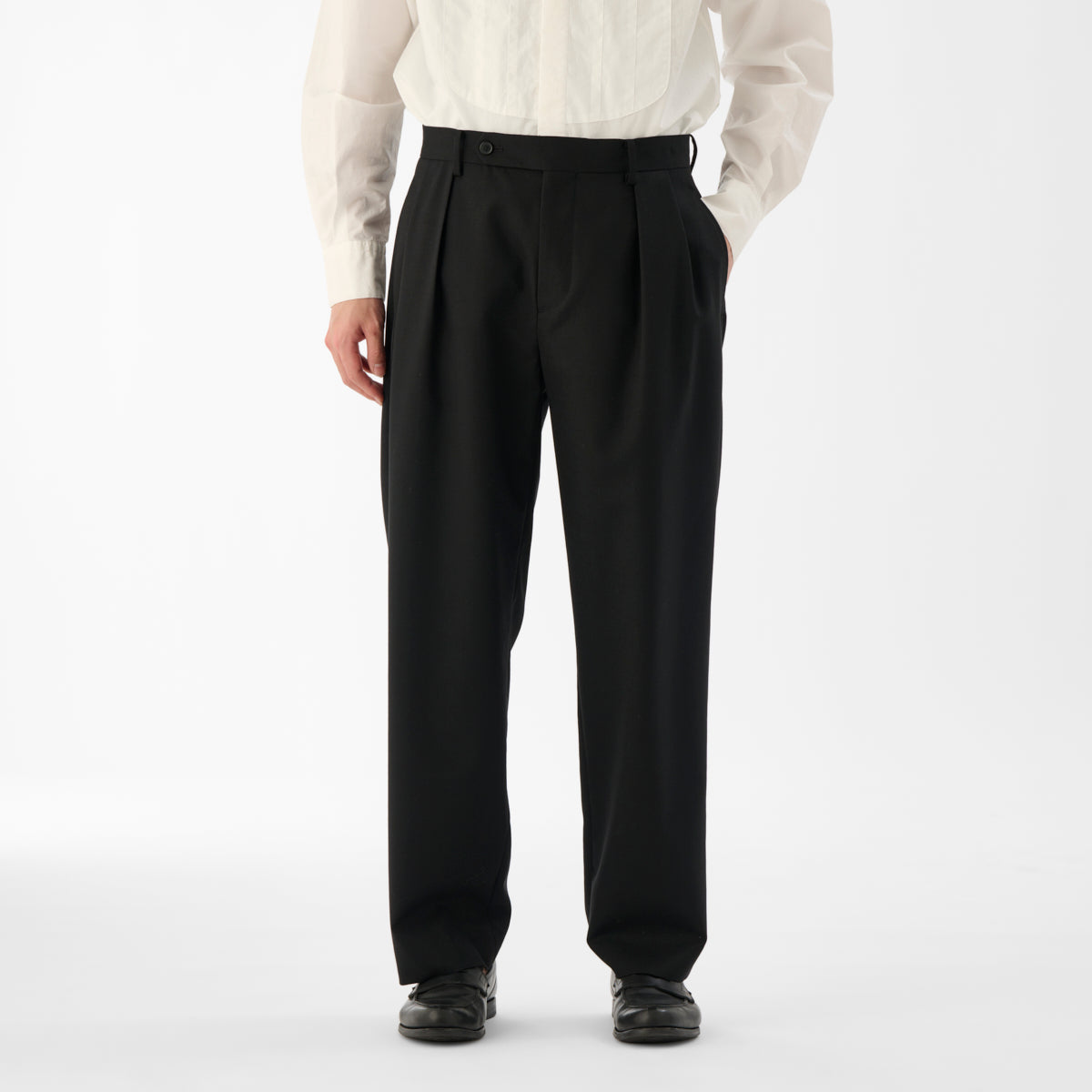 CPT-17  / Wool Clamskin / Black / ボックスプリーツ パンツ