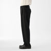 Wool Calmskin Box Pleat Trousers / Black