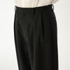 Wool Calmskin Box Pleat Trousers / Black