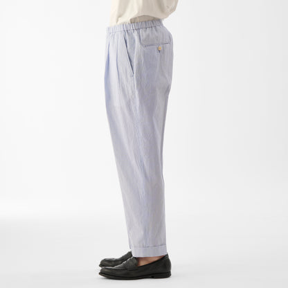 Finx Cotton Cordlane Easy Trousers / White x Blue