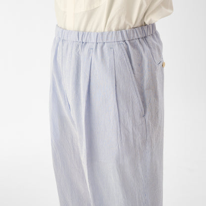Finx Cotton Cordlane Easy Trousers / White x Blue