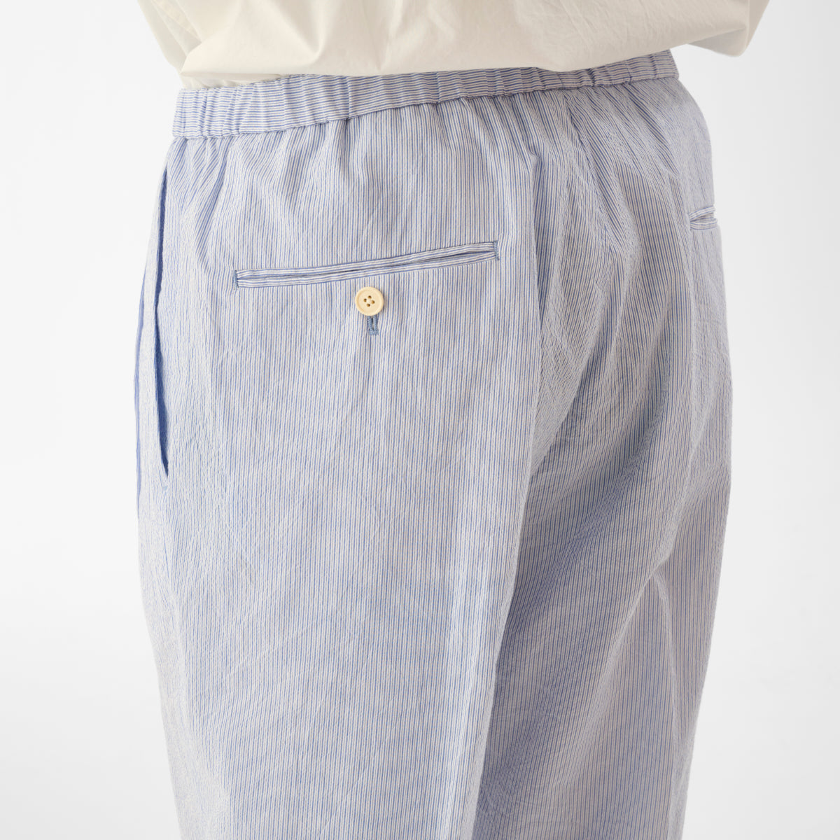Finx Cotton Cordlane Easy Trousers / White x Blue